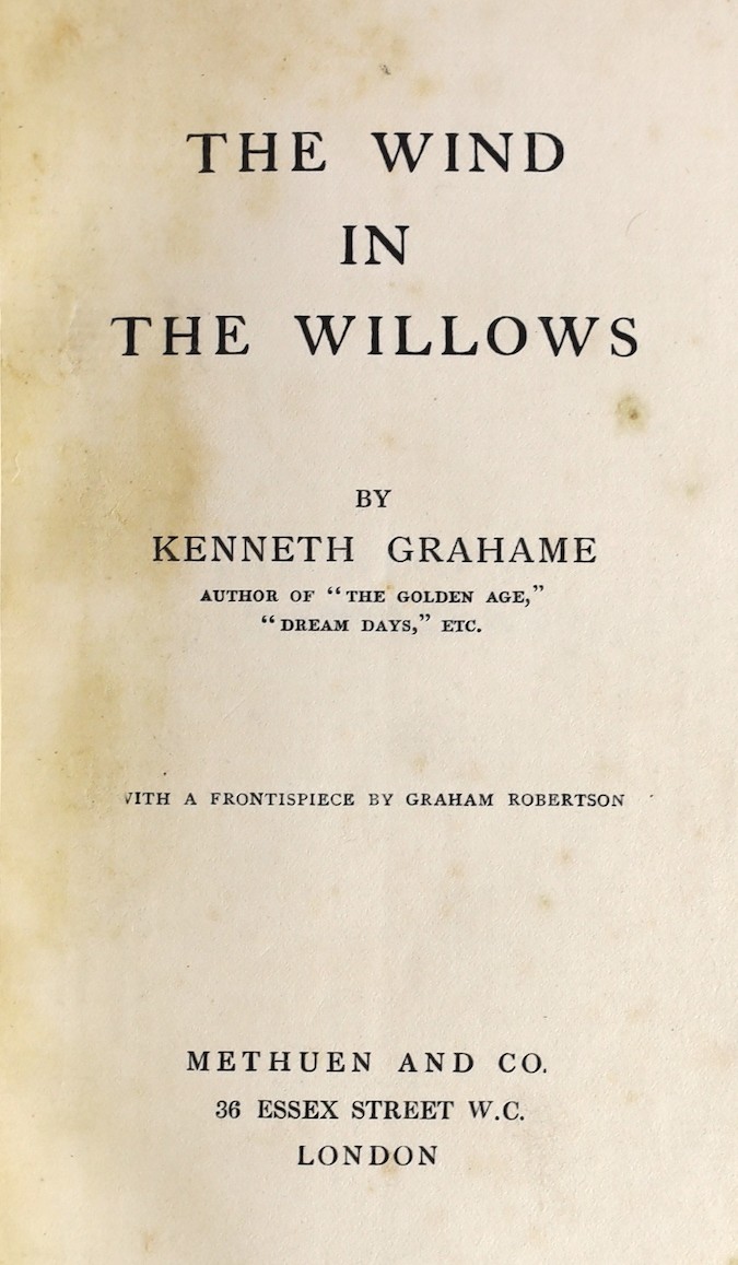 Grahame, Kenneth - The Wind in the Willows, 1st edition, frontispiece by Graham Robertson